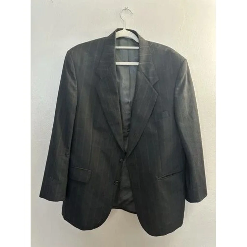 John Alexander Blazer Mens 100% Wool Pinstripe 42R Charcoal Grey Made in USA